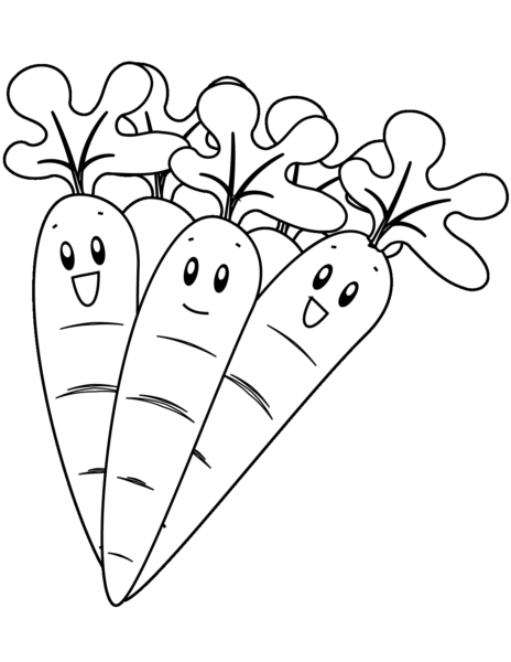 Tranh tô màu củ cà rốt hoạt hình dễ thương