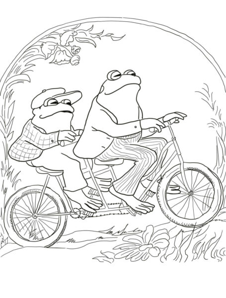 Tranh tô màu con ếch đi xe đạp
